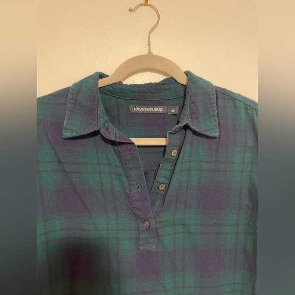 Calvin Klein Jeans Women’s Half Button Flannel Size M - Picture 4 of 4